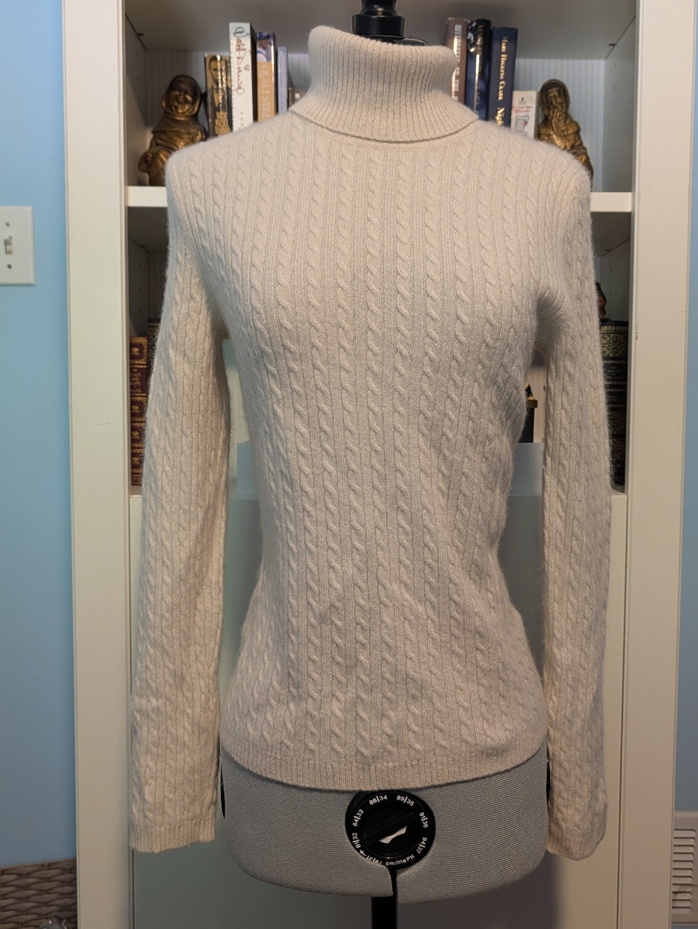 Anne Klein Sport Cream 100% Cashmere Turtleneck Sweater